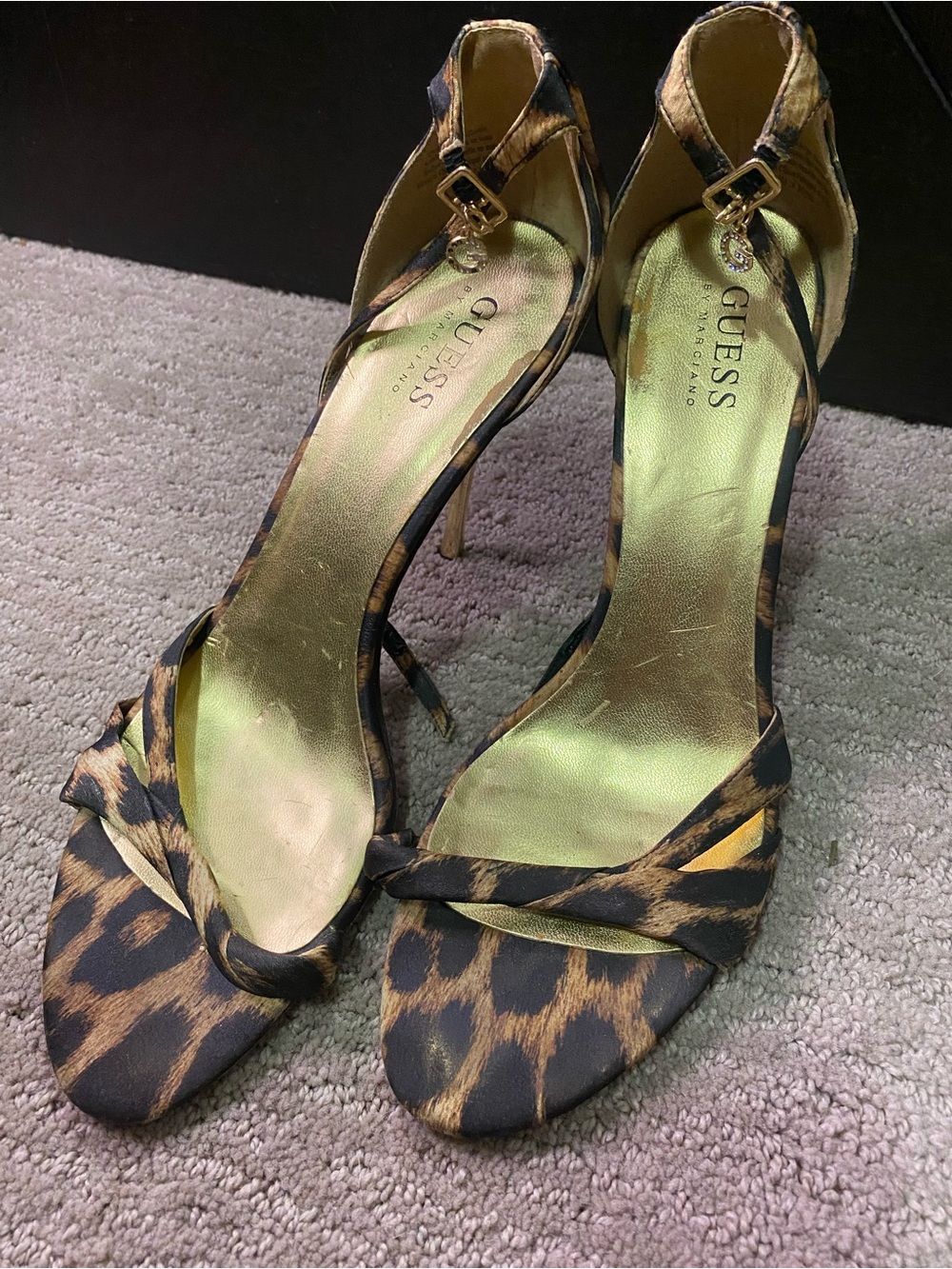 Vintage GUESS Leopard Print Ankle-Strap Heels -
